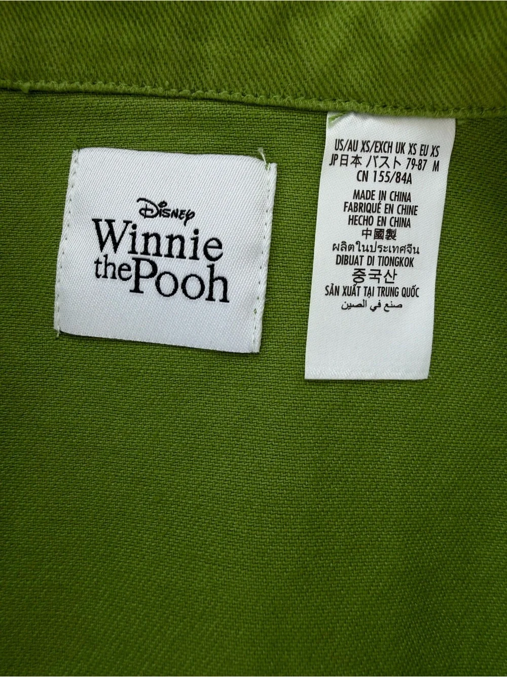 Disney Winnie The Pooh Cropped Denim Jacket Embroidered Hunny Bear Size XS Rare - Picture 6 of 10